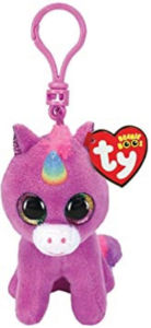 Obesek TY, vijoličen samorog, pliš, Beanie Boos Rosette, 8,5 cm