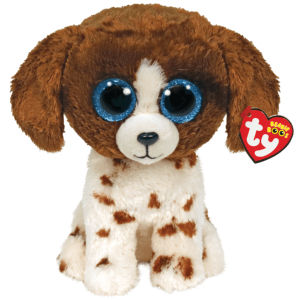 Obesek TY, pes, rjavo/bel, pliš, Beanie Boos Muddles, 15 cm