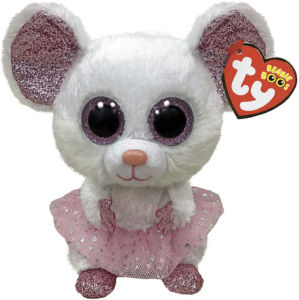 Obesek TY, bela miška balerina, pliš, Beanie Boos Nina, 15 cm