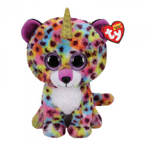 Igrača TY, Beanie Boos Giselle, mavrični leopard z rogom, 24 cm