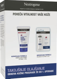 Darilni paket Neutrogena, odišavljena krema za roke 75ml, balzam za ustnice 4,8g