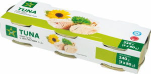 Tuna Tuš, kosi v sončničnem olju, 3 x 80 g