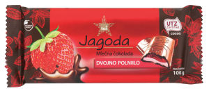 Čokolada mlečna Tuš, s polnilom jagode, 100 g