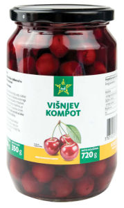 Kompot Tuš višnja, brez koščic, 720 g