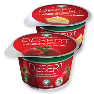 Jogurt smetanov desert, Zelene doline, jagoda, 150 g