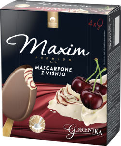 Sladoled Maxim, mascarpone z višnjo, 4 x 100 ml