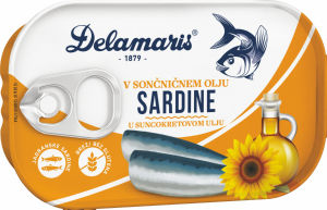 Sardine Delamaris, v sončničnem olju, 90 g