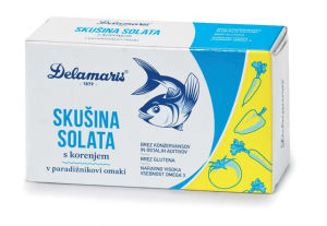 Solata skušina Delamaris, s korenjem v paradižnikovi omaki, 125 g