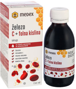 Prehransko dopolnilo Medex, sirup železo C+folna kislina, 150 ml