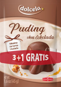 Puding Dolcela, z okusom čokolade, 180 g, 3+1 gratis