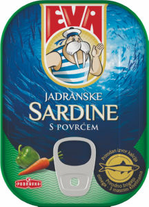 Sardine Eva, z zelenjavo, 100 g