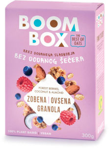 Granola Boom box ovsena, gozdni sadeži, kokos, mandelj, 300 g