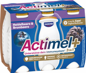 Jogurtov napitek Actimel, 3 v 1, borovnica, robida, 6 x 100 g