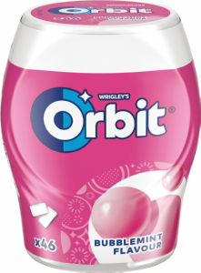 Žvečilni gumi Orbit, Bubblemint, lonček, 64 g