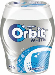 Žvečilni gumi Orbit, White Freshmint, lonček, 64 g