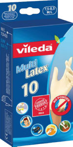 Rokavice Vileda Multi, latex, M-L, 10/1
