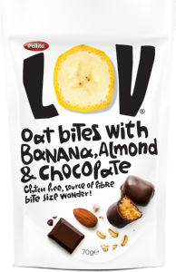 Prigrizek Lov Oat Bites, banana, mandelj, čokolada, 70 g