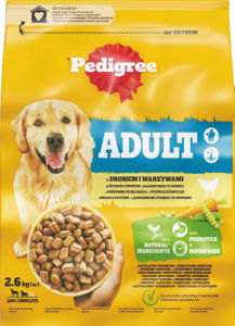 Briketi za pse Pedigree, adult, perutnina, zelenjava, 2,6 kg