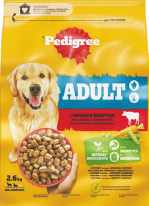 Briketi za pse Pedigree, adult, govedina, zelenjava, 2,6 kg