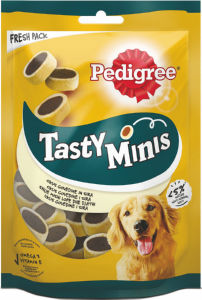 Priboljšek za pse Pedigree, Tasty Minis, Cheesy Nibbles, 140 g