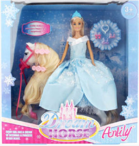 Igrača Masen Toys, punčka Snežna princesa s konjem