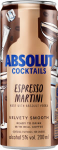 Pijača Absolut, Espresso martini, alk.5 vol%, 0,25 l