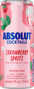 Pijača Absolut, Strawberry & Spritz, alk.5 vol%, 0,25 l