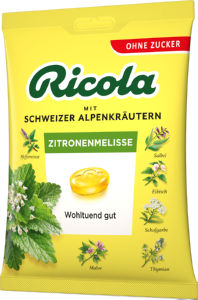 Bonboni Ricola, melisa, brez skladkorja, 75 g