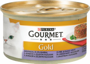 Hrana za mačke Gourment gold, jagnjetina in raca, 85g