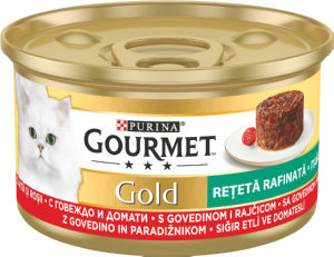 Gourmet Gold, za mačke, mokra hrana, govedina, paradižnik, 85 g