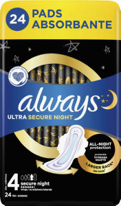 Higienski vložki Always, Ultra Secure Night, 24/1