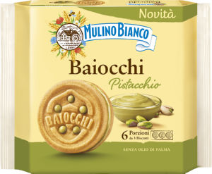 Piškoti Mulino Bianco, Baiocchi Pistacchio, Snack, 6 x 28 g