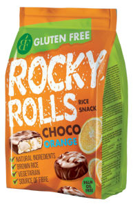 Vaflji riževi Rocky rolls, čokolada pomaranča, 70 g