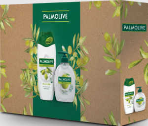 Darilni set Palmolive, Naturals Olive Duo, milo za roke, tuš gel, vlažilno mleko