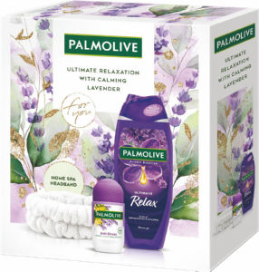 Darilni set Palmolive, Lavender Relax, gel za prhanje, roll-on, trak za lase