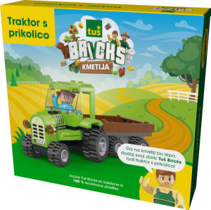 Kocke Bricks, kmetija, traktor s prikolico