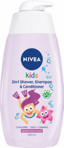 Gel za tuširanje Nivea, Kids 3 v 1, za deklice, s pumpico,  500 ml