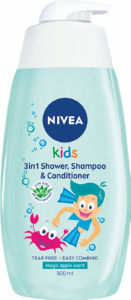 Gel za tuširanje Nivea, Kids 3 v 1, za dečke, s pumpico, 500 ml