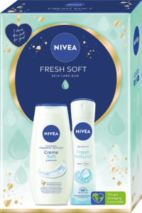 Darilni set Nivea, Fresh Soft, dezodorant v spreju, gel za prhanje